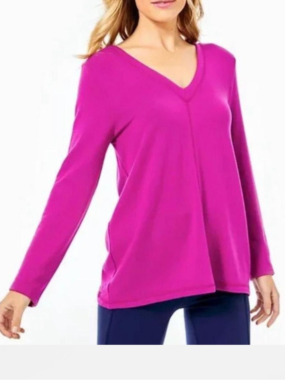 Lilly Pulitzer V-Neck Long Sleeve Top with Criss Cross Back size xxs